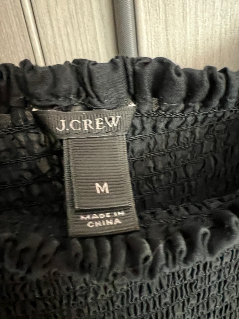 NEW! J. CREW smocked black dress great swim cover-up M 100% cotton - Picture 3 of 8